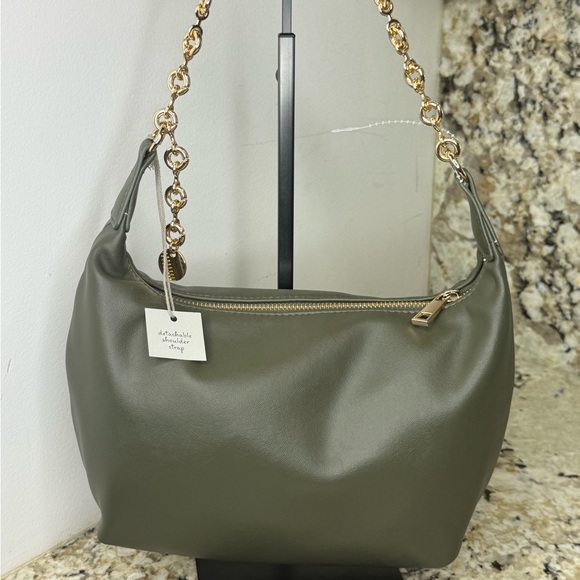 NWT Elegant Olive Green Gorgeous Detachable Adjustable Chain Shoulder Bag - Picture 3 of 7